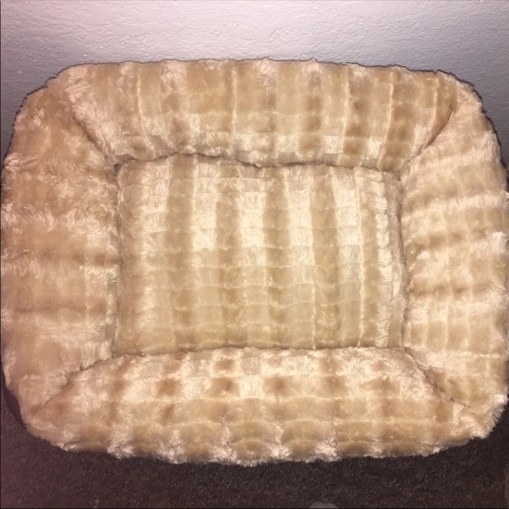 Beige Furry Cat Bed